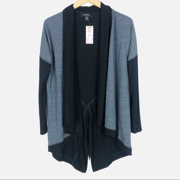 NWT Karen Kane Double Knit Open Face Cardigan | Black Gray | Size Small - Picture 1 of 12